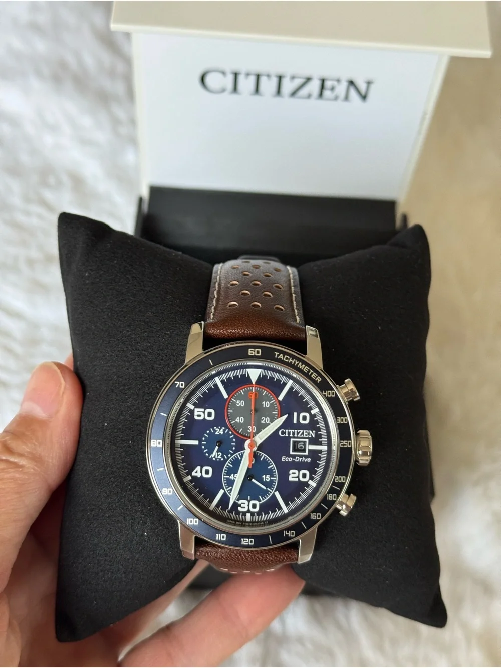 Citizen Men's 44mm Eco-Drive Brycen Leather Chronograph Watch- CA0648-09L
